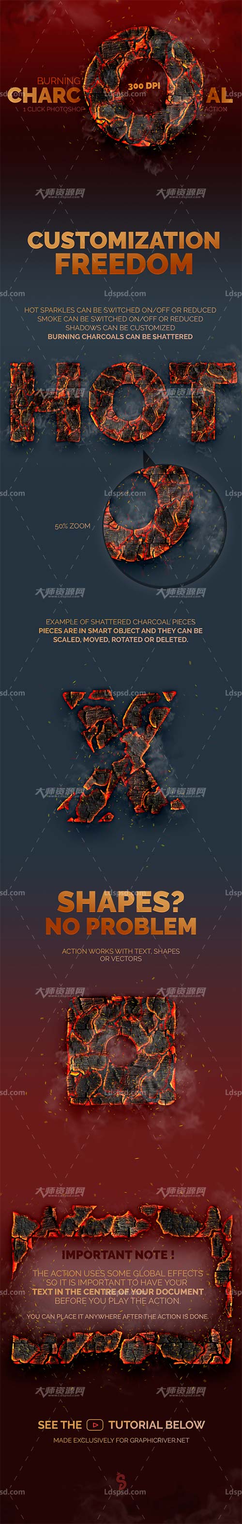 Burning Charcoal - Photoshop Action,极品PS动作－木炭燃烧(含高清视频教程)